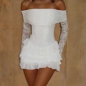 White Lace Off the Shoulder Dress